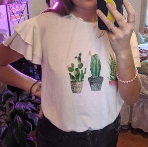 Cactus Shirt with Flowy Sleeves